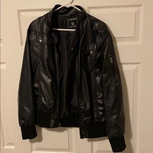 Faux leather bomber jacket